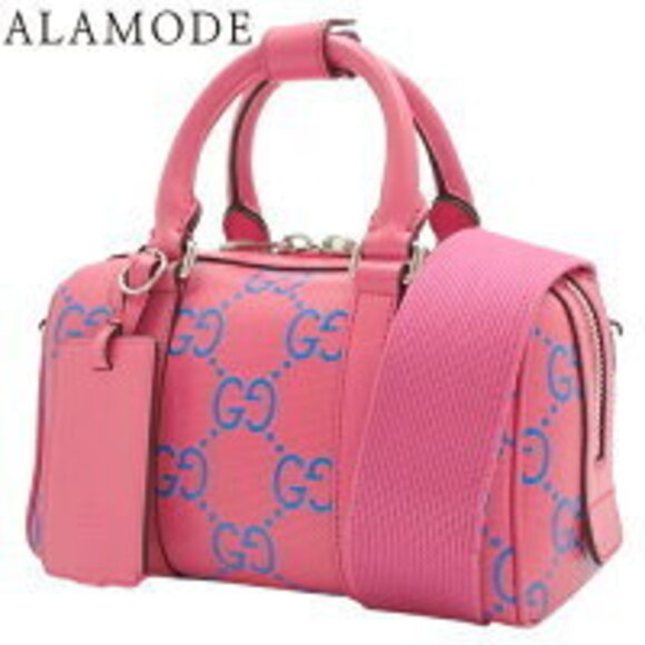 Gucci GG Duffel Bag Crossbody Perfo Boston Leather Pink Blue - Picture 1 of 7